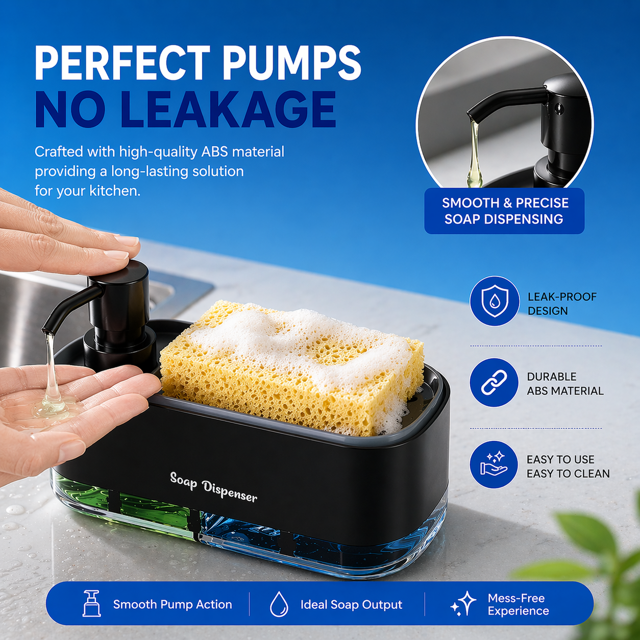 2-in-1 Soap Dispenser with Sponge Holder